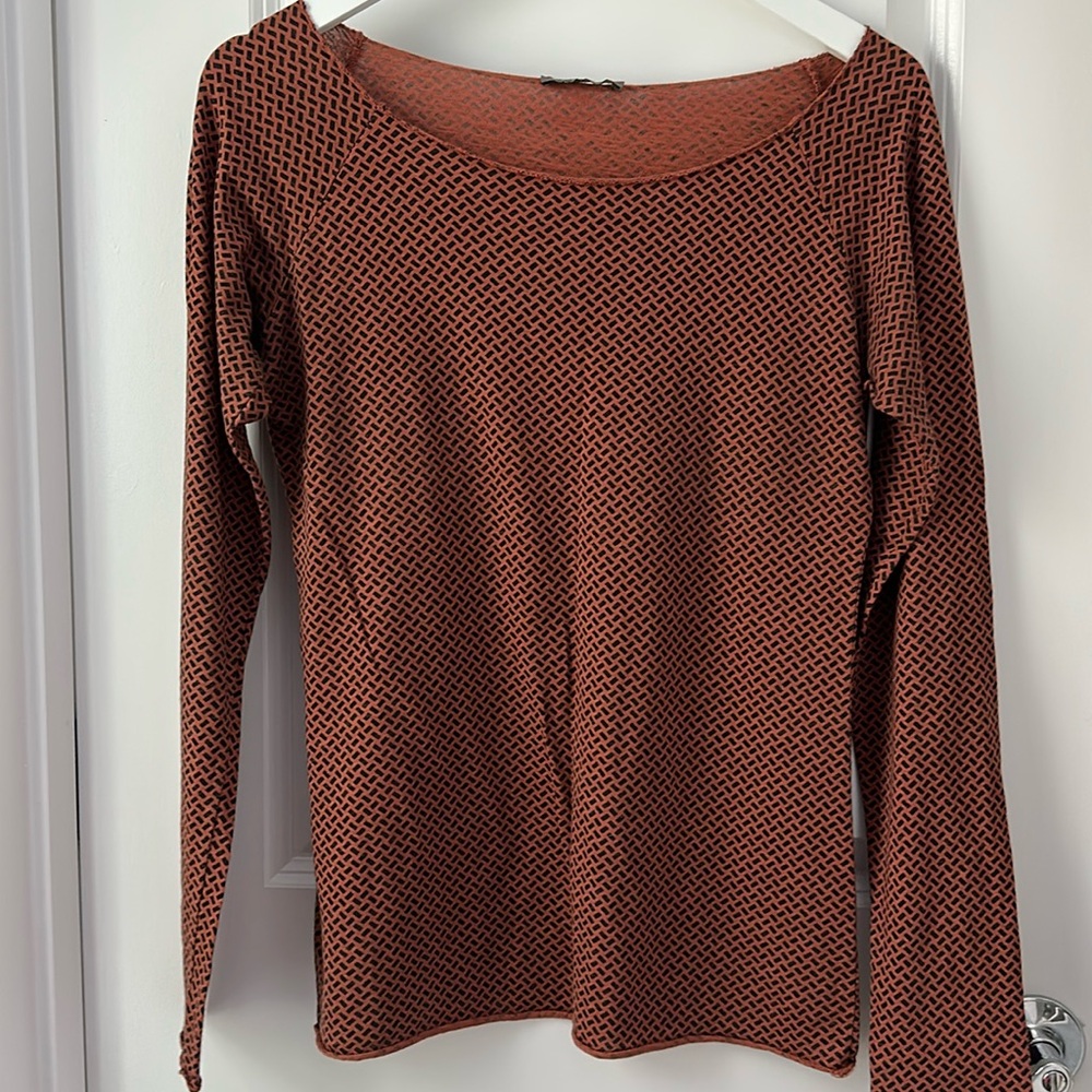 Orange And Black Long Sleeve Top